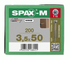 SPAX-M, 3,5 x 50 mm, 200 unidades, Rosca parcial, Cabeza plana, T-STAR plus T15, Punta CUT, WIROX