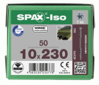 SPAX-Iso, 10 x 230 mm, 50 unidades, Rosca de fijación, Cabeza cilíndrica, T-STAR plus T50, 4CUT, WIROX