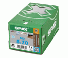 SPAX Tornillo para terraza, 5 x 70 mm, 100 unidades, Rosca de fijación, Cabeza cilíndrica, T-STAR plus T25, Punta CUT, Acero inoxidable A2
