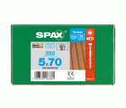 SPAX Tornillo para terraza, Rosca de fijación, Cabeza cilíndrica, T-STAR plus, Punta CUT, Acero inoxidable A2, 5 x 70 mm, 250 uds