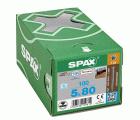 SPAX Tornillo para terraza, 5 x 80 mm, 100 unidades, Rosca de fijación, Cabeza cilíndrica, T-STAR plus T25, Punta CUT, Acero inoxidable A2