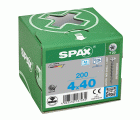 SPAX Tornillo de acero inoxidable, 4 x 40 mm, 200 unidades, Rosca completa, Cabeza gota de sebo, T-STAR plus T20, 4CUT, Acero inoxidable A2