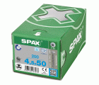 SPAX Tornillo de acero inoxidable, 4,5 x 50 mm, 200 unidades, Rosca completa, Cabeza gota de sebo, T-STAR plus T20, 4CUT, Acero inoxidable A2