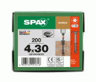 SPAX Cabeza de unión plana para el ensamblaje de cuerpos, 4 x 30 mm, 200 unidades, rosca parcial, cabeza de unión, T-STAR plus, 4CUT, BLAX