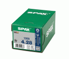 SPAX Tornillo universal, 4 x 28 mm, 1000 piezas, totalmente roscado, cabeza avellanada, ranura en cruz Z2, 4CUT, WIROX