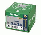 SPAX Tornillo universal, 2,5 x 25 mm, 1000 unidades, Rosca completa, Cabeza plana, Ranura en cruz Z1, Punta S, YELLOX