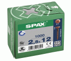 SPAX Tornillo universal, 2,5 x 12 mm, 1000 unidades, Rosca completa, Cabeza plana, Ranura en cruz Z1, Punta S, bronce