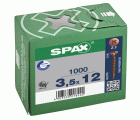 SPAX Tornillo universal, 3,5 x 12 mm, 1000 unidades, Rosca completa, Cabeza plana, Ranura en cruz Z2, 4CUT, bronce