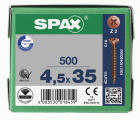 SPAX Tornillo universal, 4,5 x 35 mm, 500 unidades, Rosca completa, Cabeza plana, Ranura en cruz Z2, 4CUT, bronce