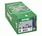 SPAX Tornillo universal, 4,5 x 45 mm, 500 unidades, Rosca completa, Cabeza plana, Ranura en cruz Z2, 4CUT, bronce