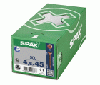 SPAX Tornillo universal, 4,5 x 45 mm, 500 unidades, Rosca completa, Cabeza plana, Ranura en cruz Z2, 4CUT, bronce