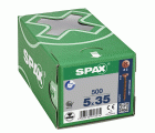 SPAX Tornillo universal, 5 x 35 mm, 500 unidades, Rosca completa, Cabeza plana, Ranura en cruz Z2, 4CUT, bronce