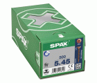SPAX Tornillo universal, 5 x 45 mm, 500 unidades, Rosca completa, Cabeza plana, Ranura en cruz Z2, 4CUT, bronce