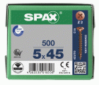 SPAX Tornillo universal, 5 x 45 mm, 500 unidades, Rosca completa, Cabeza plana, Ranura en cruz Z2, 4CUT, bronce