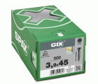 GIX A rosca fina, Rosca completa, Cabeza de trompeta, Ranura en cruz H, Punta de aguja, Fosfatado negro, 3.9 x 45 mm, 500 uds (Caja Pro)
