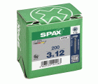 SPAX Tornillo universal, 3 x 12 mm, 200 unidades, Rosca completa, Cabeza plana, T-STAR plus T10, Punta S, WIROX