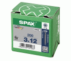 SPAX Tornillo universal, 3 x 12 mm, 200 unidades, Rosca completa, Cabeza plana, T-STAR plus T10, Punta S, WIROX