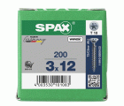 SPAX Tornillo universal, 3 x 12 mm, 200 unidades, Rosca completa, Cabeza plana, T-STAR plus T10, Punta S, WIROX