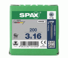 SPAX Tornillo universal, 3 x 16 mm, 200 unidades, Rosca completa, Cabeza plana, T-STAR plus T10, Punta S, WIROX