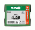SPAX Tornillo universal, 4 x 28 mm, 1000 piezas, totalmente roscado, cabeza avellanada, T-STAR plus T20, 4CUT, WIROX