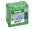 SPAX Tornillo de acero inoxidable, 3 x 12 mm, 200 unidades, Rosca completa, Cabeza plana, T-STAR plus T10, Punta S, Acero inoxidable A2