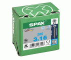 SPAX Tornillo de acero inoxidable, 3 x 16 mm, 200 unidades, Rosca completa, Cabeza plana, T-STAR plus T10, Punta S, Acero inoxidable A2