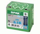 SPAX Tornillo de acero inoxidable, 3 x 16 mm, 200 unidades, Rosca completa, Cabeza plana, T-STAR plus T10, Punta S, Acero inoxidable A2