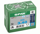 SPAX Tornillo de acero inoxidable, 3 x 40 mm, 200 unidades, Rosca completa, Cabeza plana, T-STAR plus T10, Punta S, Acero inoxidable A2