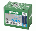 SPAX Tornillo de acero inoxidable, 3 x 40 mm, 200 unidades, Rosca completa, Cabeza plana, T-STAR plus T10, Punta S, Acero inoxidable A2