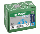 SPAX Tornillo de acero inoxidable, 4 x 35 mm, 200 unidades, Rosca completa, Cabeza plana, T-STAR plus T20, 4CUT, Acero inoxidable A2