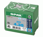 SPAX Tornillo de acero inoxidable, 4 x 35 mm, 200 unidades, Rosca completa, Cabeza plana, T-STAR plus T20, 4CUT, Acero inoxidable A2