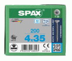 SPAX Tornillo de acero inoxidable, 4 x 35 mm, 200 unidades, Rosca completa, Cabeza plana, T-STAR plus T20, 4CUT, Acero inoxidable A2
