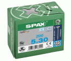 SPAX Tornillo de acero inoxidable, 5 x 30 mm, 200 unidades, Rosca completa, Cabeza plana, T-STAR plus T20, 4CUT, Acero inoxidable A2