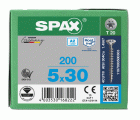 SPAX Tornillo de acero inoxidable, 5 x 30 mm, 200 unidades, Rosca completa, Cabeza plana, T-STAR plus T20, 4CUT, Acero inoxidable A2