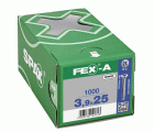 FEX-A, 3,9 x 25 mm, 1000 unidades, Rosca gruesa, Cabeza plana, Ranura en cruz H2, Punta perforadora, Titanio plateado