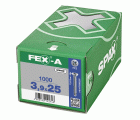 FEX-A, 3,9 x 25 mm, 1000 unidades, Rosca gruesa, Cabeza plana, Ranura en cruz H2, Punta perforadora, Titanio plateado