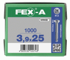 FEX-A, 3,9 x 25 mm, 1000 unidades, Rosca gruesa, Cabeza plana, Ranura en cruz H2, Punta perforadora, Titanio plateado