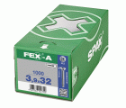 FEX-A, 3,9 x 32 mm, 1000 unidades, Rosca gruesa, Cabeza plana, Ranura en cruz H2, Punta perforadora, Titanio plateado