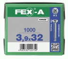 FEX-A, 3,9 x 32 mm, 1000 unidades, Rosca gruesa, Cabeza plana, Ranura en cruz H2, Punta perforadora, Titanio plateado