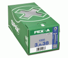 FEX-A, 3,9 x 38 mm, 1000 unidades, Rosca gruesa, Cabeza plana, Ranura en cruz H2, Punta perforadora, Titanio plateado