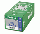FEX-A, 3,9 x 38 mm, 1000 unidades, Rosca gruesa, Cabeza plana, Ranura en cruz H2, Punta perforadora, Titanio plateado