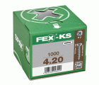 FEX-KS, 4,2 x 20 mm, 1000 unidades, Rosca especial, Cabeza plana, Ranura en cruz H2, Punta autoperforante, WIROX
