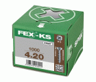 FEX-KS, 4,2 x 20 mm, 1000 unidades, Rosca especial, Cabeza plana, Ranura en cruz H2, Punta autoperforante, WIROX