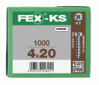 FEX-KS, 4,2 x 20 mm, 1000 unidades, Rosca especial, Cabeza plana, Ranura en cruz H2, Punta autoperforante, WIROX