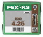 FEX-KS, 4,2 x 25 mm, 1000 unidades, Rosca especial, Cabeza plana, Ranura en cruz H2, Punta autoperforante, WIROX
