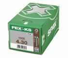 FEX-KS, 4,2 x 30 mm, 1000 unidades, Rosca especial, Cabeza plana, Ranura en cruz H2, Punta autoperforante, WIROX