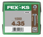 FEX-KS, 4,2 x 35 mm, 1000 unidades, Rosca especial, Cabeza plana, Ranura en cruz H2, Punta autoperforante, WIROX