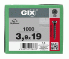GIX C para placas de yeso-fibra, Rosca completa, Cabeza de fresado reducida, Ranura en cruz H, Punta de aguja, Fosfatado negro 3.9 x 19 mm, 1000 uds (Caja Pro)