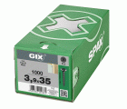 GIX B Rosca gruesa, Rosca completa, Cabeza de trompeta, Ranura en cruz H, Punta de aguja, Fosfatado negro, 3.9 x 35 mm, 1000 uds (Caja Pro)