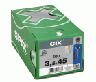GIX D Punta perforadora, Rosca completa, Cabeza de trompeta, Ranura en cruz H, Punta perforadora, Fosfatado negro, 3.5 mm x 45 mm, 500 uds (Caja Pro)